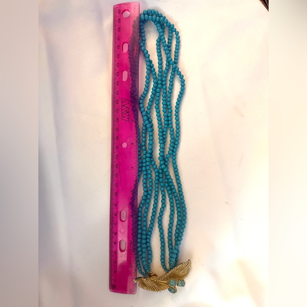 Elegant Gold and Turquoise Beaded Necklace - Picture 6 of 6